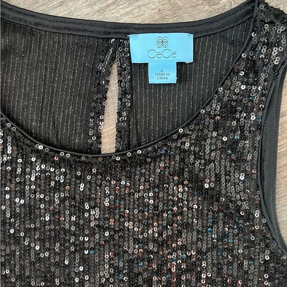 Cece Sequin Keyhole Back Tank-Size Large - Picture 4 of 8